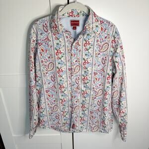 Tommy Hilfiger Women's Button Down MEDIUM Floral Paisley Red Label‎